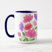 Tasse florale aquarelle rose violet (Gauche)