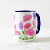 Tasse florale aquarelle rose violet (Devant droit)