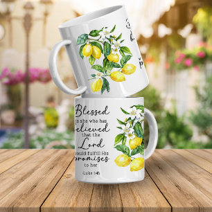 Tasse florale au citron avec verset biblique