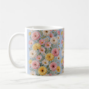 Tasse florale aux gerbera esthétiques jaune rose
