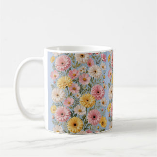 Tasse florale aux gerbera esthétiques jaune rose