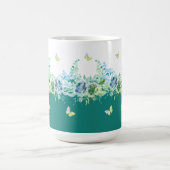 Tasse florale aux papillons verts sarcelle (Centre)