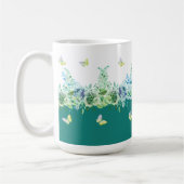 Tasse florale aux papillons verts sarcelle (Gauche)