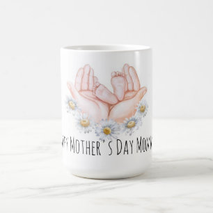 Tasse florale aux pieds de maman et bébé