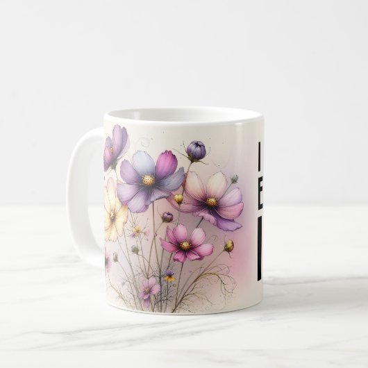 Tasse florale avec citations positives (Devant gauche)
