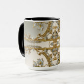 Tasse florale blanche ornée d'or (Devant gauche)