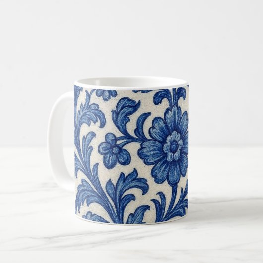 Tasse florale bleue. (Devant gauche)