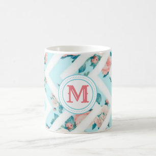 Tasse florale bleue de classique de motif de