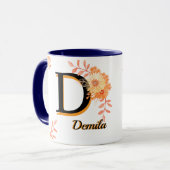 Tasse florale boho personnalisée - Nom et initiale (Devant gauche)