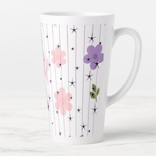 Tasse Florale Celeste Étoilée Latte (Droite)