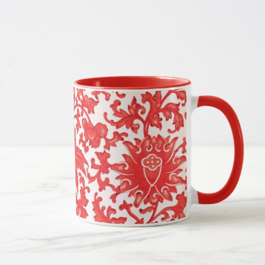 Tasse florale chinoise rouge élégante (Droite)