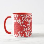 Tasse florale chinoise rouge élégante (Gauche)