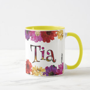 Tasse florale d'amusement coloré de Tia