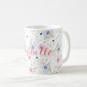 Tasse florale d'aquarelle de Personalized|| (Devant droit)