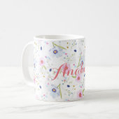 Tasse florale d'aquarelle de Personalized|| (Devant gauche)