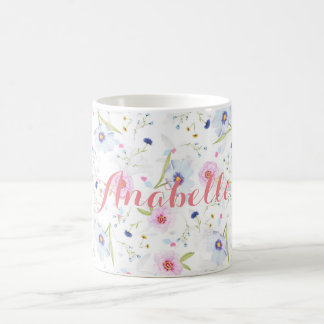 Tasse florale d'aquarelle de Personalized||