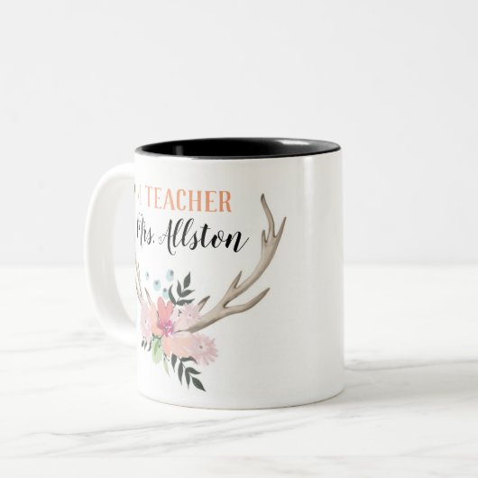 Tasse florale de cadeau de nom de professeur de (Devant gauche)