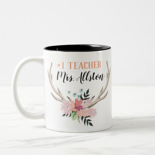 Tasse florale de cadeau de nom de professeur de (Gauche)