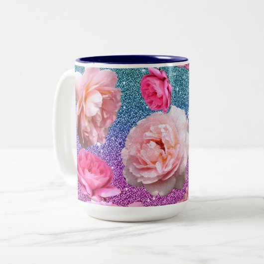 Tasse florale de deux tons de parties (Devant gauche)