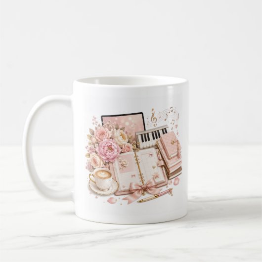 Tasse florale de piano confortable éditable (Gauche)