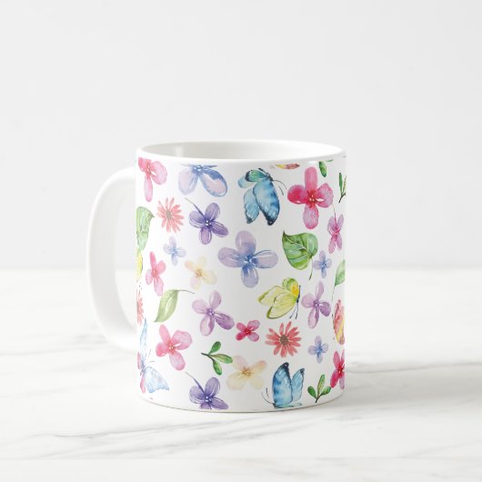 Tasse florale de ressort de papillon (Devant gauche)