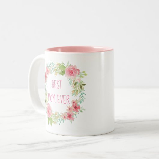 Tasse florale de rose de la "meilleure maman (Devant gauche)