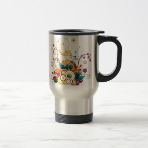 Tasse florale de voyage de vecteur