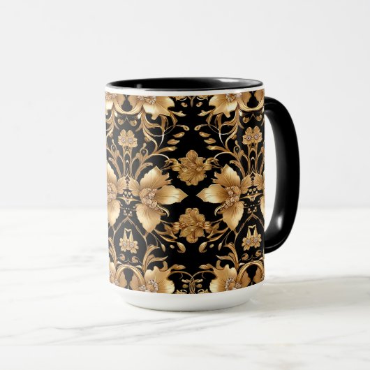 Tasse florale dorée (Devant droit)