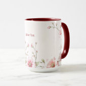 Tasse florale élégante rose et blanche (Devant droit)
