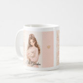 Tasse florale en soie rose éditable (Devant gauche)