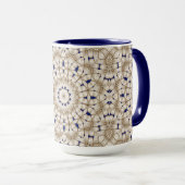 Tasse florale géométrique bleu or (Devant droit)