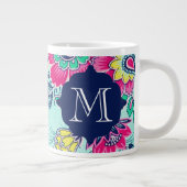 Tasse florale Girly de géant de monogramme de (Droite)