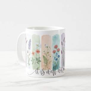 Tasse florale 'Il est bien pour mon âme'
