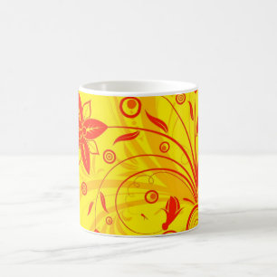 Tasse florale jaune-rouge