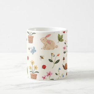 Tasse florale lapin Lapin mignon et fleur