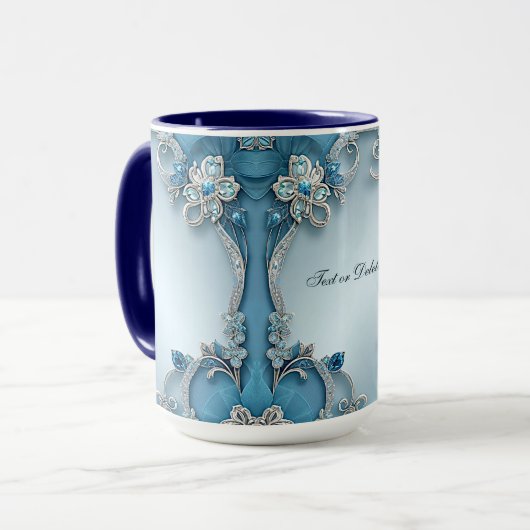 Tasse florale ornée bleue (Devant gauche)