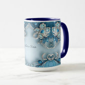Tasse florale ornée bleue (Devant droit)