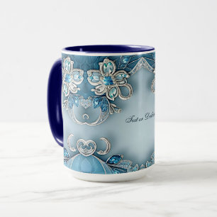 Tasse florale ornée bleue
