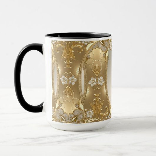 Tasse florale ornée d'or (Gauche)