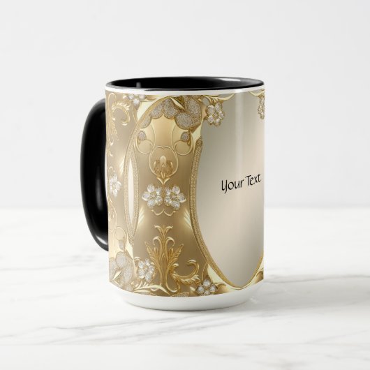 Tasse florale ornée d'or (Devant gauche)