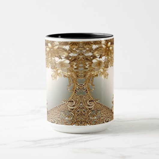 Tasse florale ornée d'or moderne (Centre)