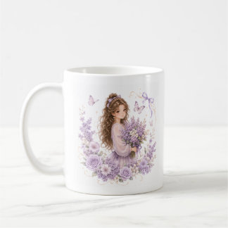 Tasse florale pastel violet en soie modifiable de