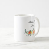 Tasse florale personnalisée de faveur de mariage (Devant droit)