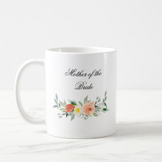 Tasse florale personnalisée de faveur de mariage (Gauche)