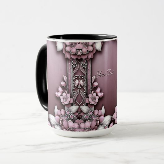 Tasse florale rose (Devant gauche)