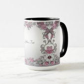 Tasse florale rose argentée blanche (Devant droit)
