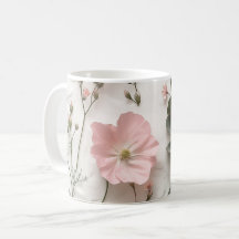 Tasse florale rose poudré | Tasse de café botaniqu