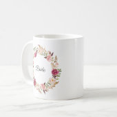 Tasse florale rose rustique de noce - jeune mariée (Devant gauche)