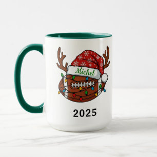 Tasse Football Sports Noël 2025 Nom personnalisé