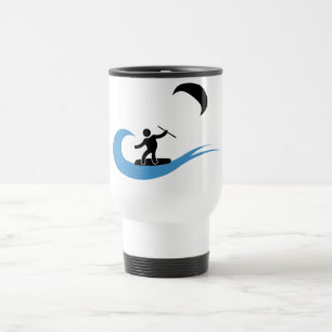 Tasse fraîche de kitesurf avec l'icône de kitesu